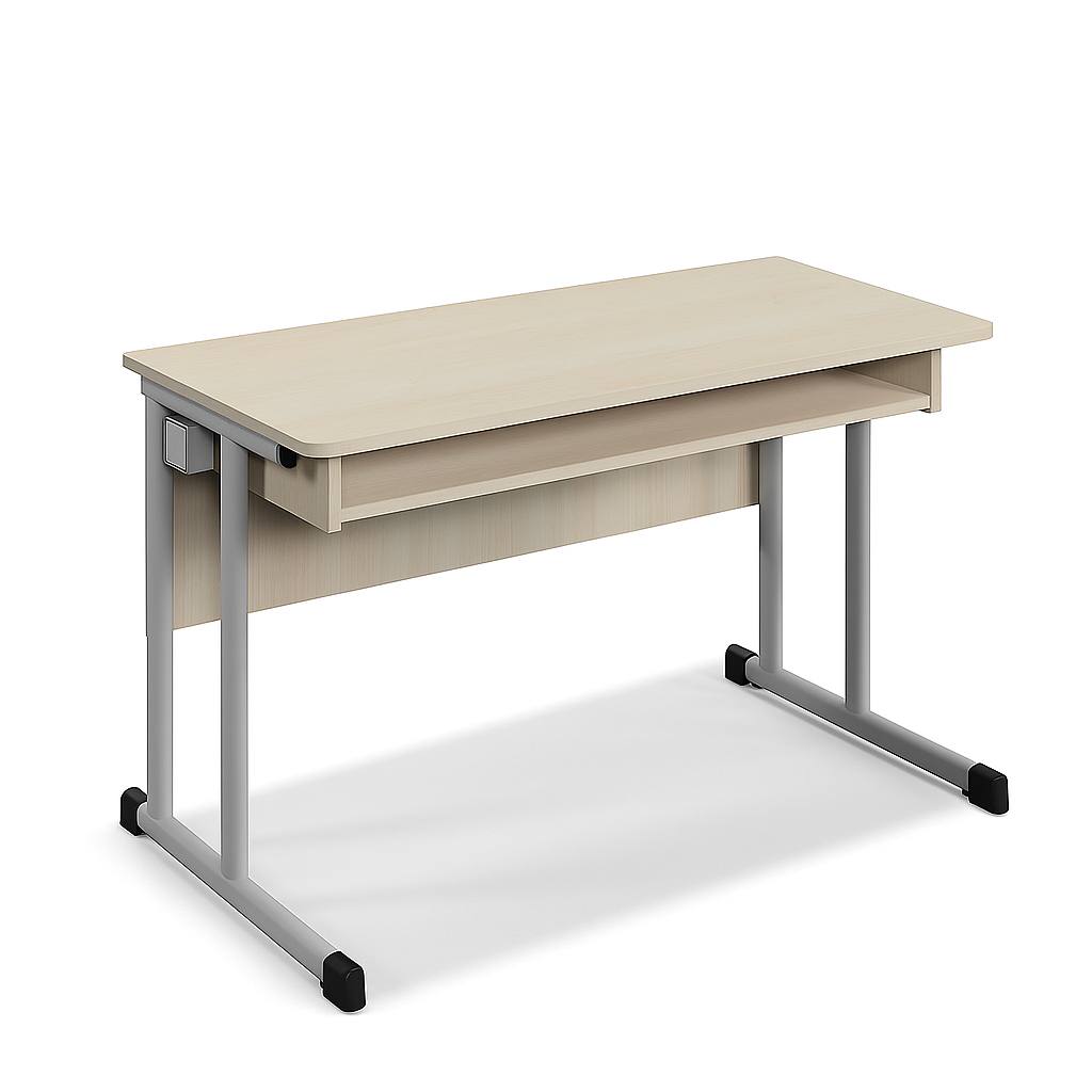 Стіл учнівський 2-місний лабораторний з 2-МА РОЗЕТКАМИ ТА КРОНШТЕЙНОМ, на плоскоовальній трубі,1200х600х760мм,АНШАР ГРУП (100305)